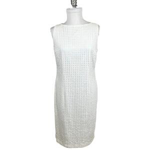 Women’s White Liz Claiborne eyelet cutout tailored dress size 8 feminine party